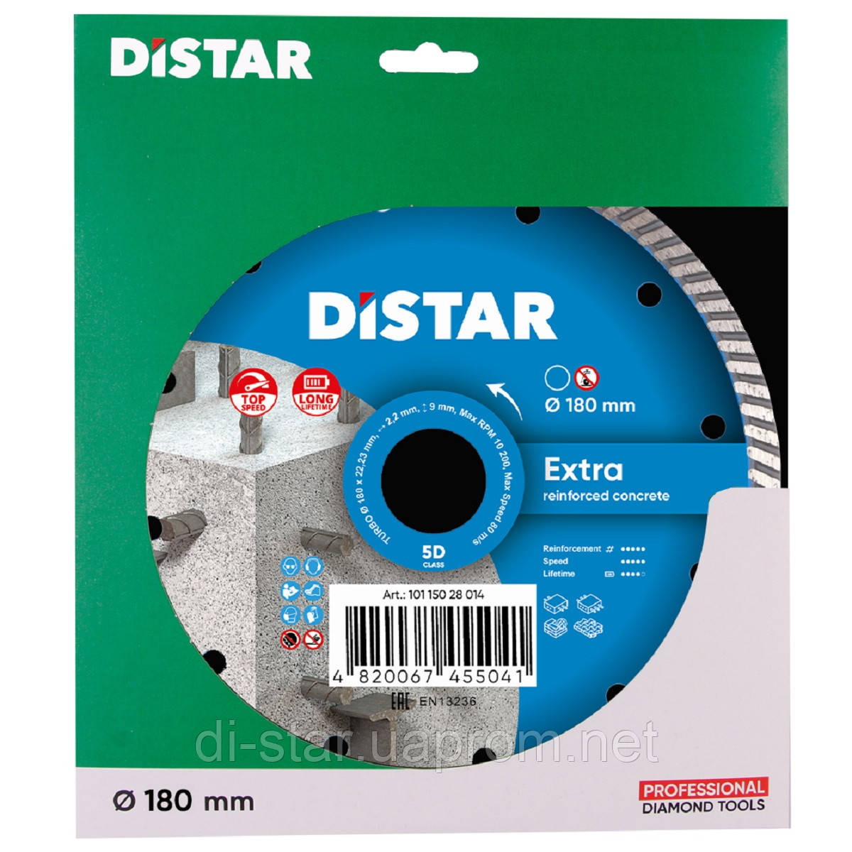 Круг алмазный Distar Turbo Extra 180 мм отрезной диск по высокоармированному бетону на УШМ - фото 3 - id-p244372333