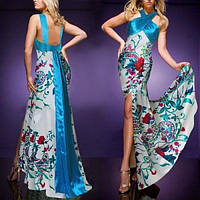 РОЗПРОДАЖ! Вечірній елегантній сукні з блакитним узором   | Knopka