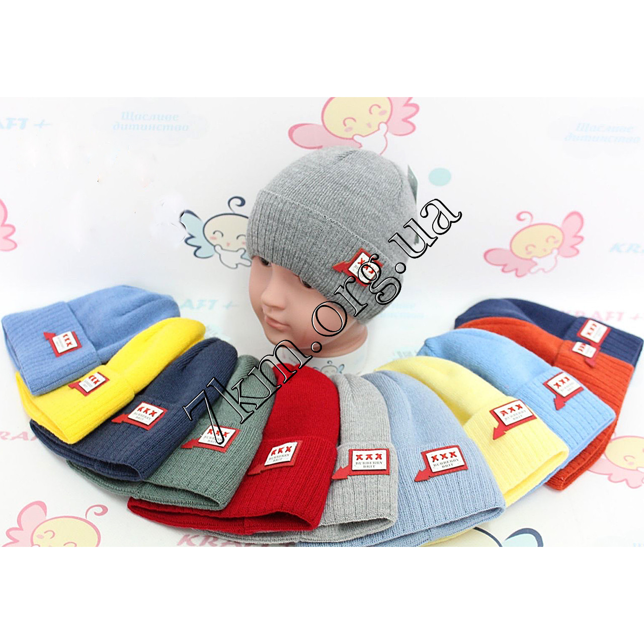 Шапка дитяча в'язка для хлопчиків 46-48 р.н. "ххх" Оптом 2875, фото 1