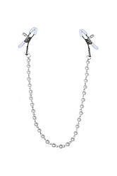 Затискачі для сосків з перлами Feral Feelings - Nipple clamps Pearls, срібло/білий | Puls69