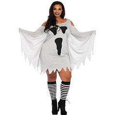 Halloween Ghost Print Jersey Plus Size Dress   | Knopka