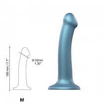 Насадка для страпона Strap-On-Me Mono Density Dildo M Blue, діам. 3,3 см, одношаровий силікон, гнучкий | Knopka, фото 4