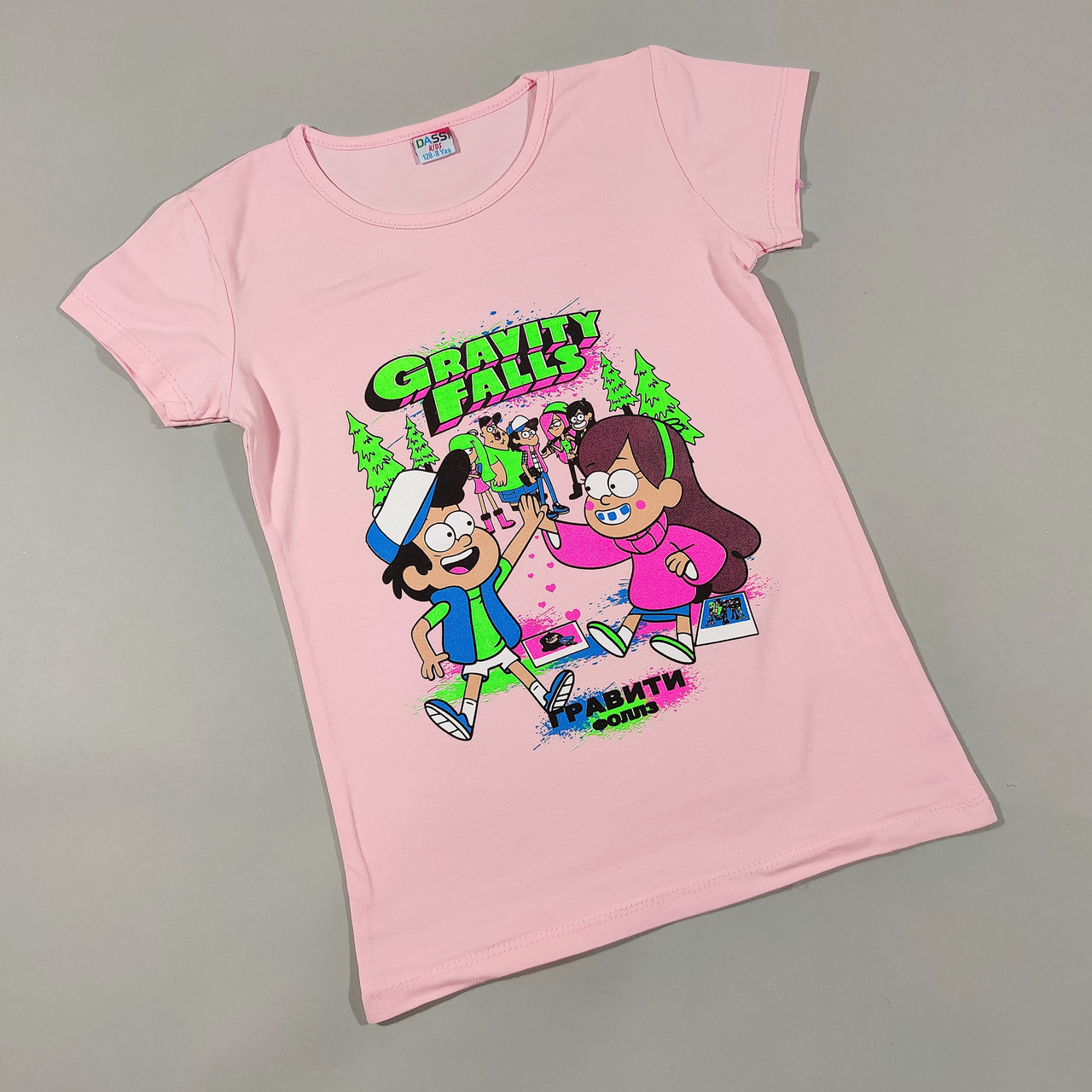 ОПТОМ Дитячі футболки для дівчаток 4,5,6,7,8 років Gravity Falls рожева