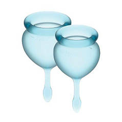 Набір менструальних чаш Satisfyer Feel Good (light blue), 15мл і 20мл, мішечок для зберігання | Puls69