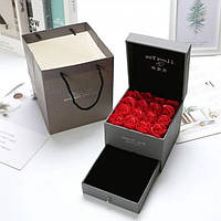 Подарочная коробка с розами из мыла отделением под украшение На Св.Валентина девушке день влюбленных 14февраля