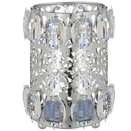 Стакан для зберігання металевий із камінням Crystal 033, срібло, фото 1