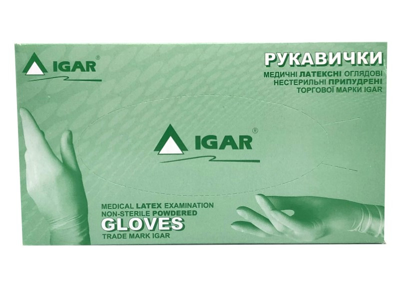 Рукавички латексні Igar S – нестерильні, припудрені, 50 пар