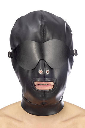 Капюшон для БДСМ зі знімною маскою Fetish Tentation BDSM in hood leatherette with removable mask   | Knopka, фото 2