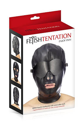 Капюшон для БДСМ зі знімною маскою Fetish Tentation BDSM in hood leatherette with removable mask   | Knopka, фото 2