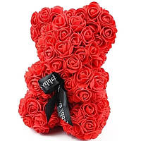 Мишка из 3D роз Teddy Rose hand made красный 25 см На день влюбленных 14 февраля Св.Валентина (ФОТО)