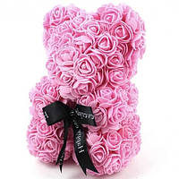 Мишка из 3D роз Teddy Rose hand made розовый 25 см На день влюбленных 14 февраля Св.Валентина (ФОТО)