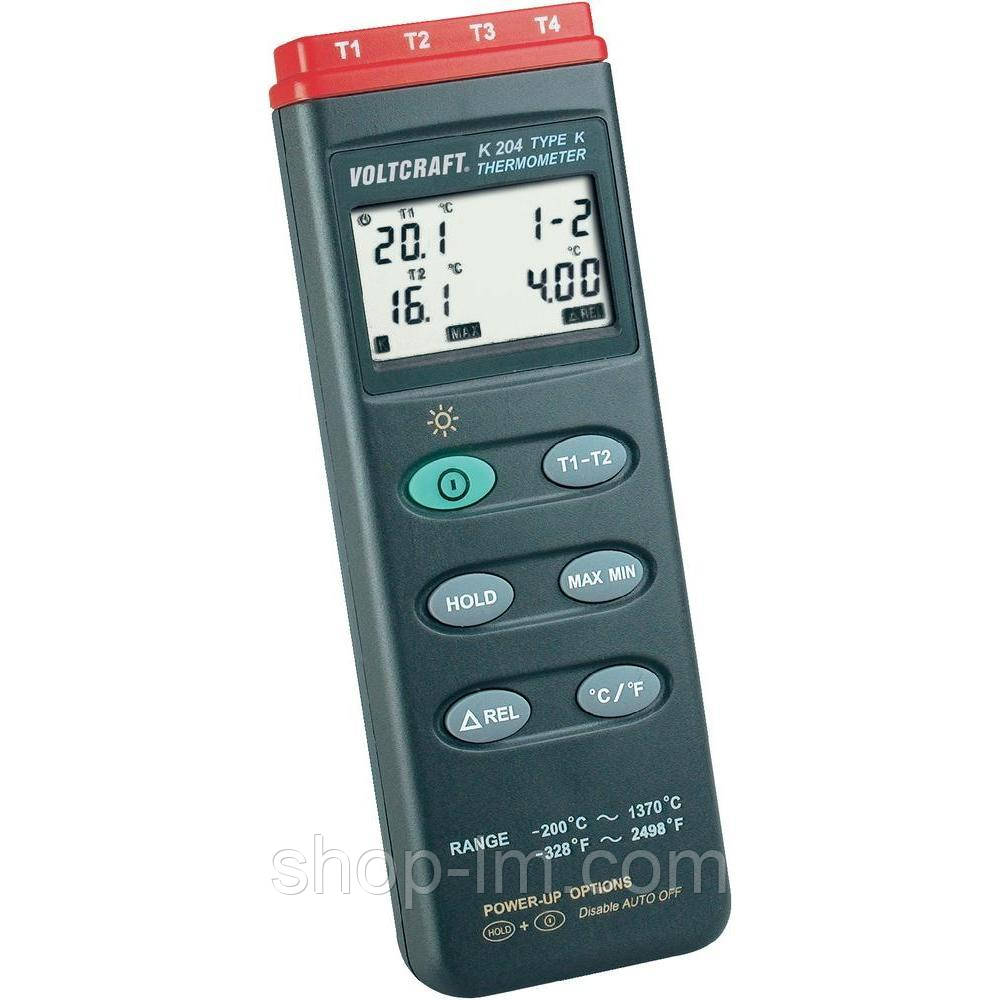 Канальний термометр Voltcraft K204 (від -200 до +1370 °C) з термопарою К-типу. Німеччина