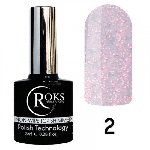 Топ без липкого слою Top Non Wipe Shimmer Roks №2 ROKS 8 мл