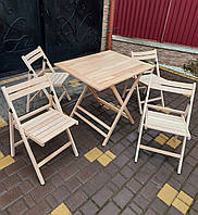 Набор складных 4 /стульев и 1/ стола из дерева