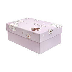 Подарункова коробка з квітами рожева, L - 28.5х21.5х11 см | Puls69