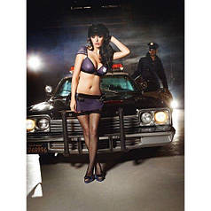 РОЗПРОДАЖ! Панчохи Night Police Patrol з візерунком високі чорні (42-46)   | Knopka