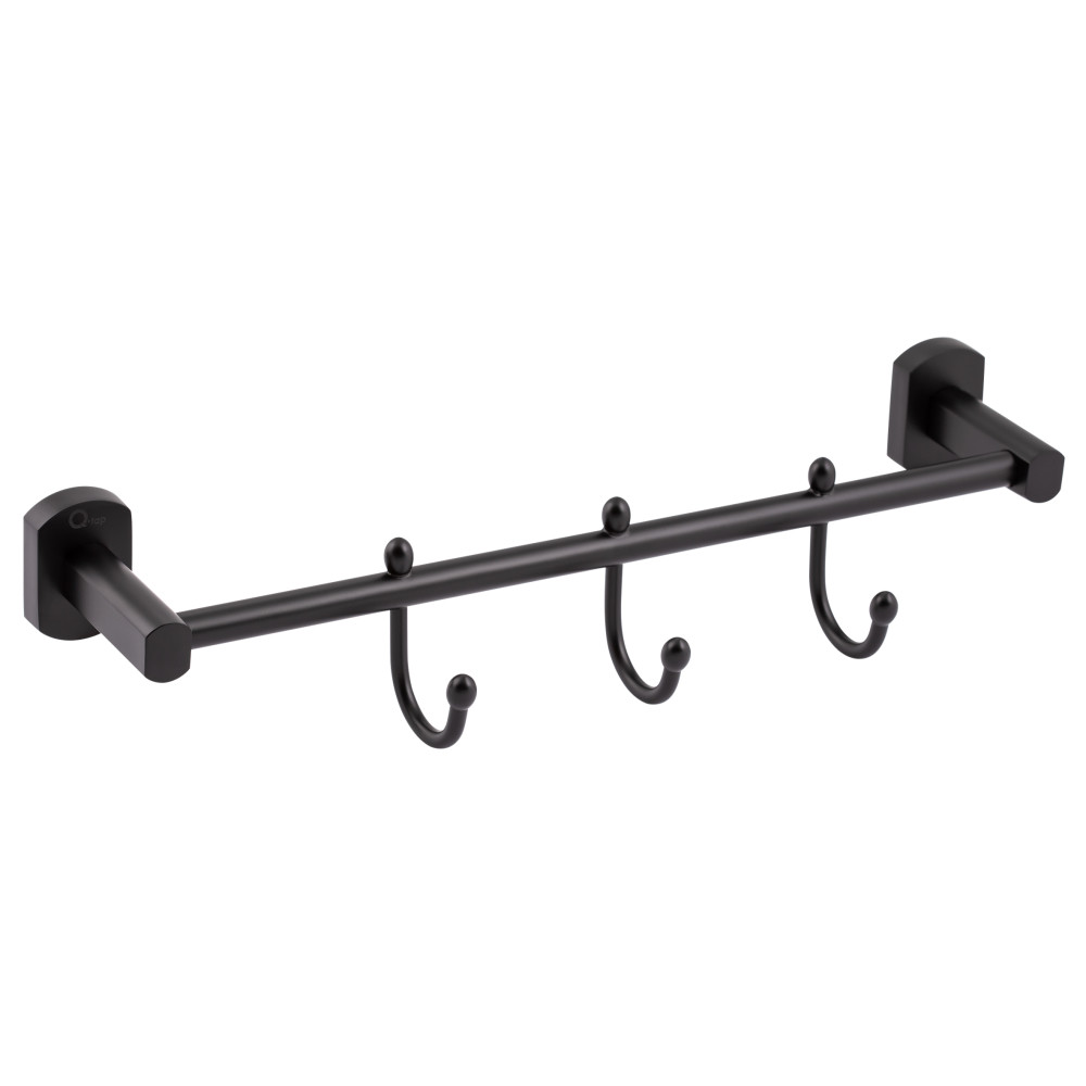 Тримач з гачками для рушників Q-TAP Liberty QTLIBBLM1154-3 чорний метал 3 крючки 76419, фото 1