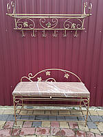 Кованая прихожая большая "Трубка". Пуфик + вешак