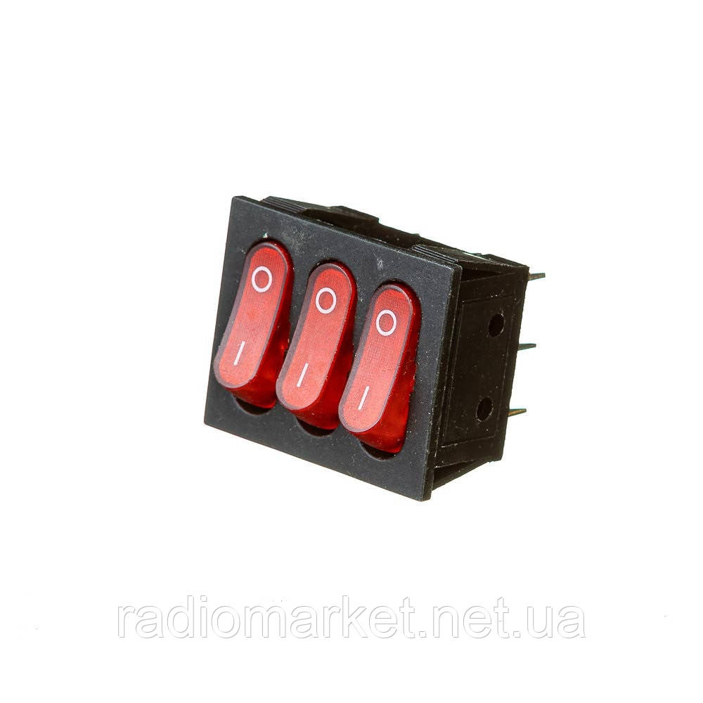 Перемикач з підсвічуванням Daier KCD2-3101N RD, ON-OFF, 6 pin, 15A, 220V, фото 1