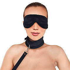 Набір нашийник з повідцем і маска Art of Sex - Light Soft Touch, Чорний   | Knopka
