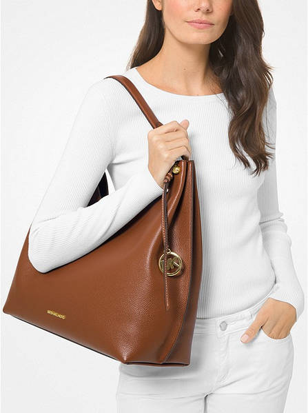 Pebbled leather top shoulder bag