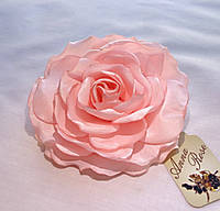 Брошь розовый цветок из ткани ручной работы "Роза Аврора"