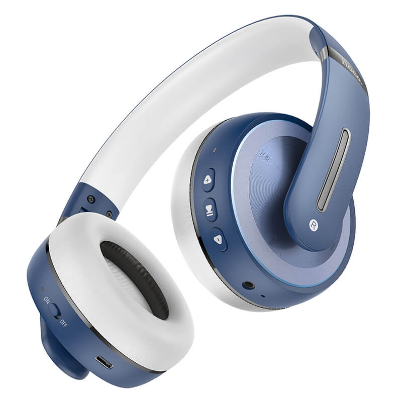 Бездротові навушники Bluetooth накладні повнорозмірні з мікрофоном Hoco W34 |BT5.0, AUX, Type-C, 12H| Синій