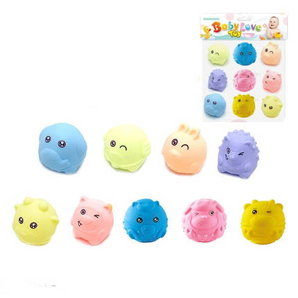 Набір іграшок для ванної пищалки Тварини, 9 штук, 916-72, фото 1