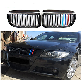 Решітка ноздрі BMW (БМВ) 3 series Е90 Е91 (2005-2008) Глянець дорестайл M-color