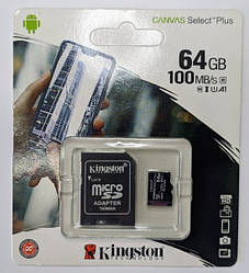 Картка пам'яті micro KINGSTON 64 GB (з адаптером)