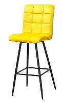 Барный стул Augusto бархат желтый В-1027 BAR 75-ML на черных металлических ножках, высокий барный стул