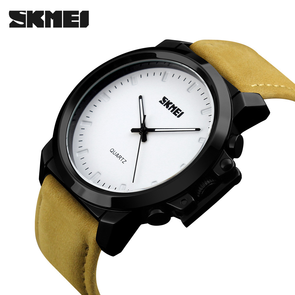 Skmei 1208 коричнева замша класичний чоловічий годинник