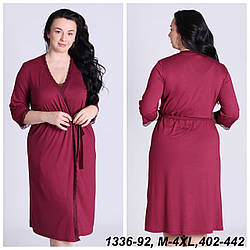 Халат жіночий рукав 3/4 +пояс, з мереживними вставками, NEL (розмір XXL)