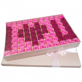 Сувенірне Мило Троянди в коробі I Love you 77 шт Рожеві