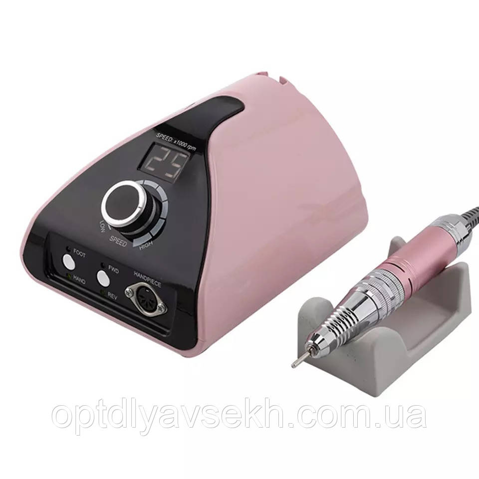Професійний фрезер ZS-711 на 65 Вт – 35 000 об./хв. рожевий з металевою ручкою - для манікюру та педикюру, фото 1