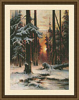 Набор для вышивки крестом Юнона 0207 Закат в зимнем лесу