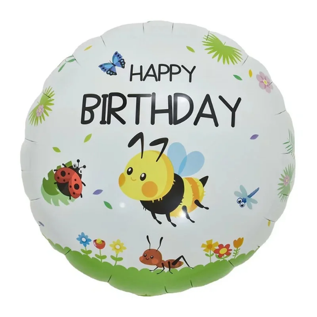 Фольгована кулька "Happy Birthday бджілка" (Китай), фото 1