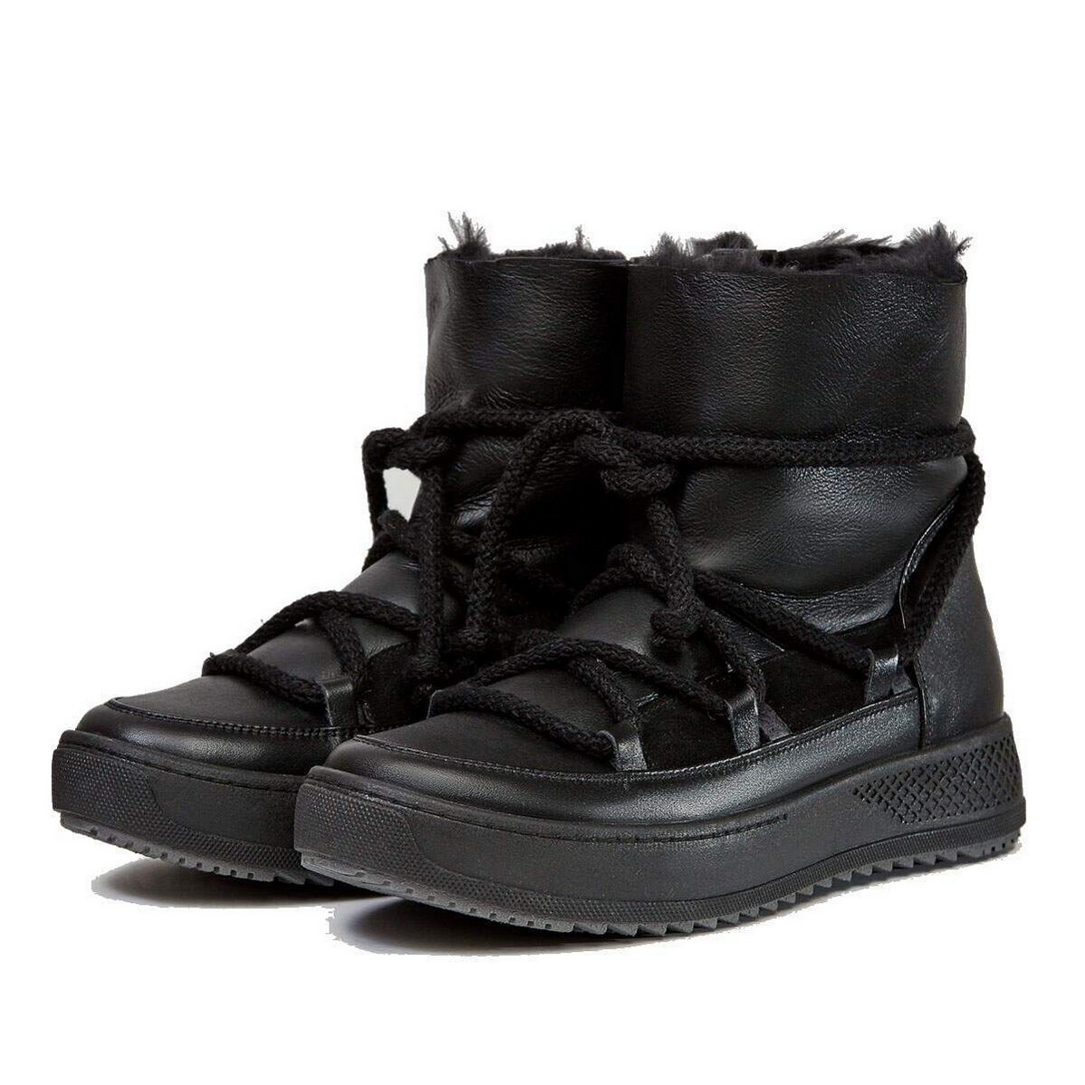 Уггі чоловічі Babylon Україна 41 розмір чорні теплі зимові модні шкіряні хутряні черевики чоловіче взуття зима