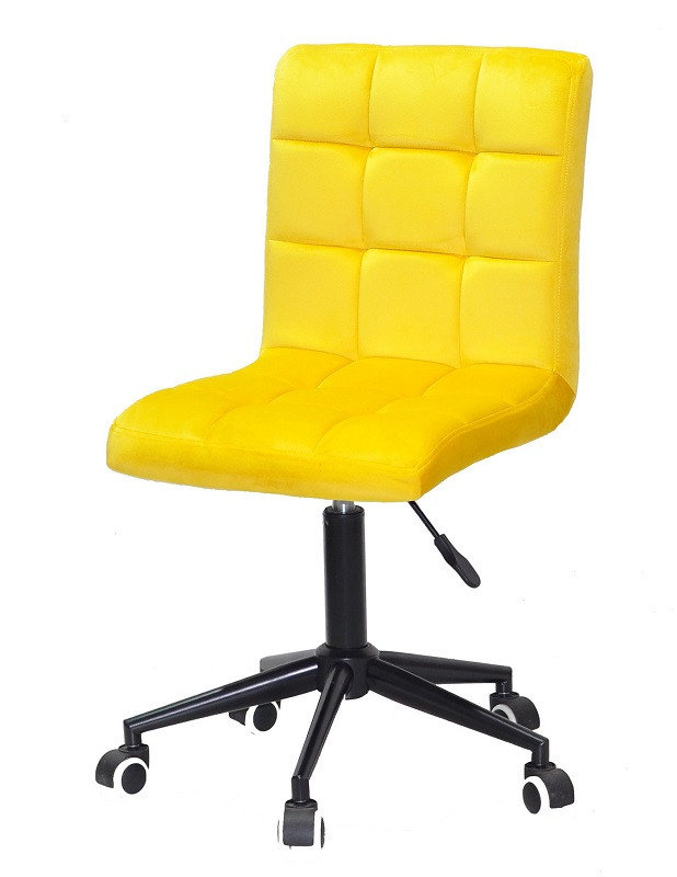 Стул Augusto BK-Modern Office, жовтий В-1027 оксамит на чорній хрестовині з колесами