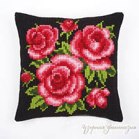 Набор для вышивки подушки Vervaco 1200/543 Красные розы на чёрном фоне