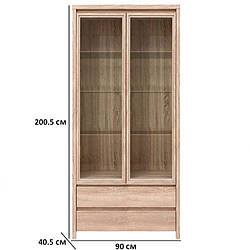 Вітрина з ящиками Каспіан REG2W2S 90х201х41см кольору дуб сонома БРВ-Україна
