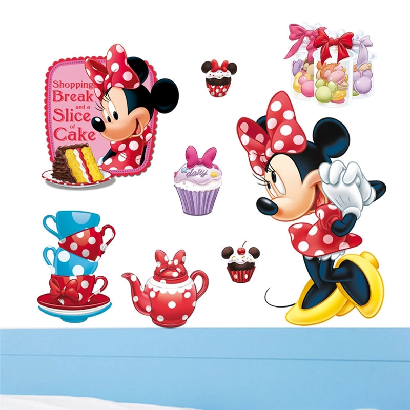 Наклейка на стіну в дитячу кохану Мікі Мауса "Minnie Mouse чаювання" (лист 42*60 см) наклейки в детсад
