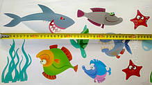 Наклейка на стіну, наклейка ванну, у дитячу "рибки Червоного моря рибки, акула" 74 см*110 см (лист60*90см), фото 2