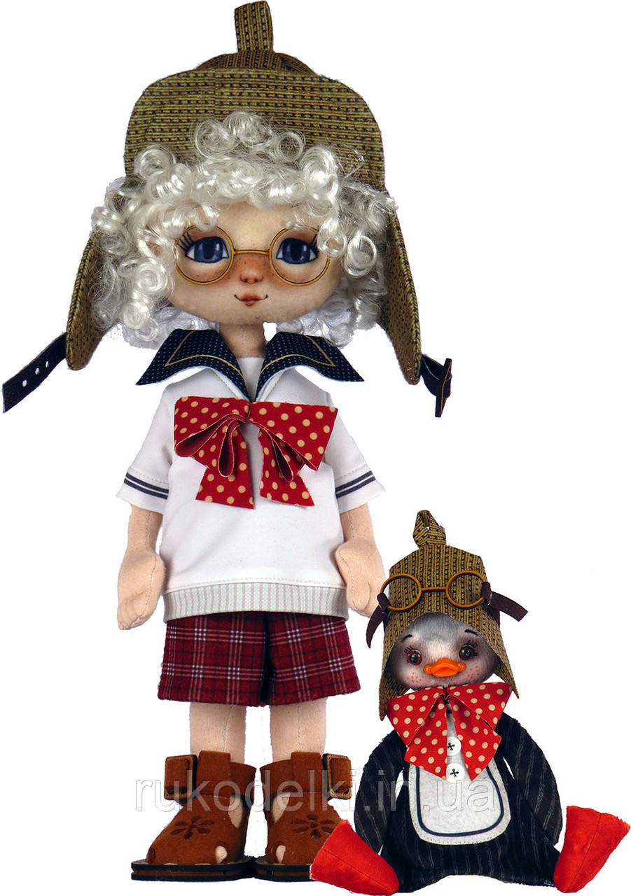 Набір для шиття ляльки та м'якої іграшки ZooSapiens К1078 Хлопчик із пінгвіном