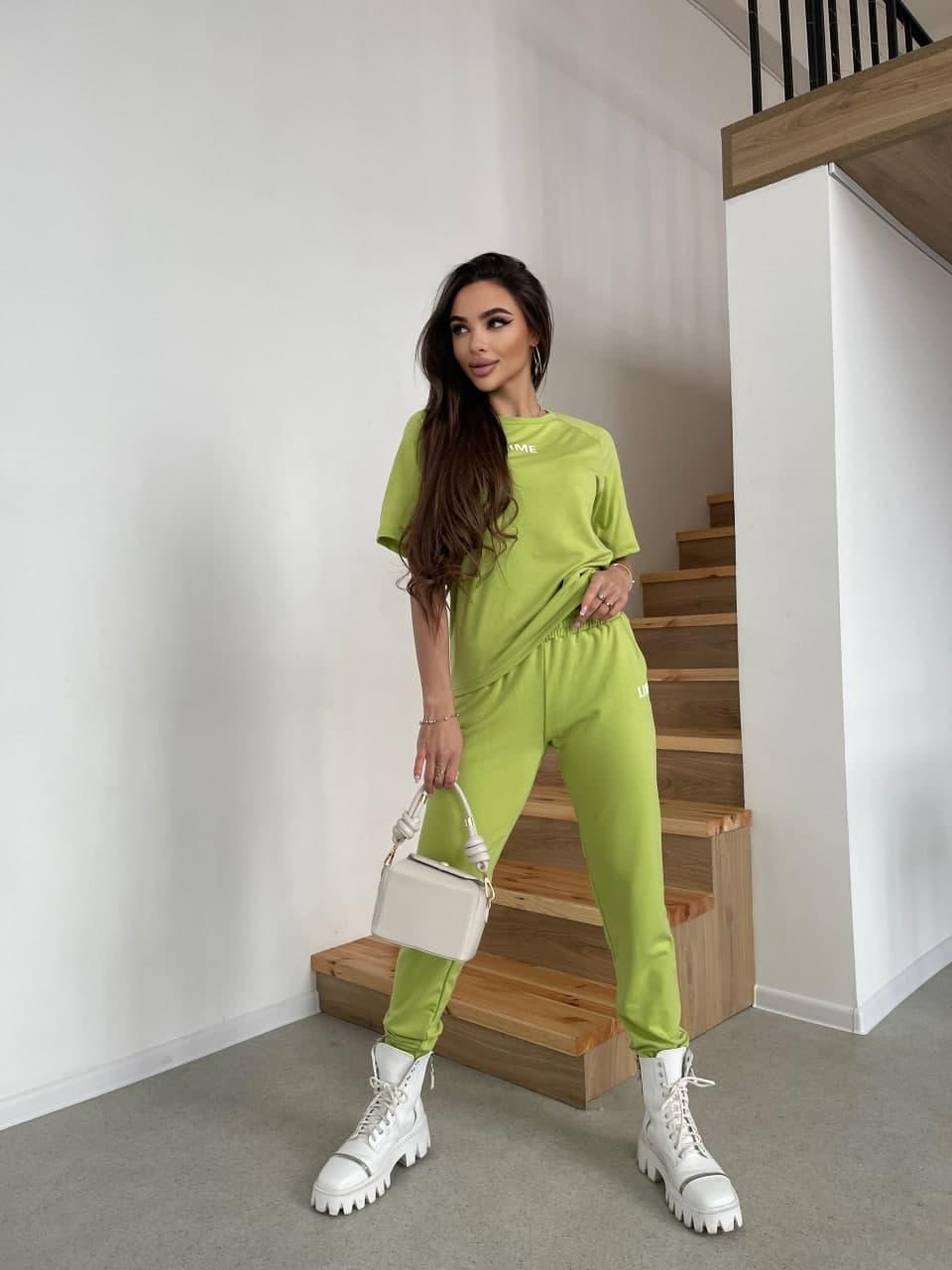 Спортивний костюм з написом LIME жіночий ЛАЙМ (ПОШТУЧНО)