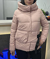 Куртка жіноча демісезонна з капюшоном пудрова