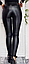 Жіночі штани-лосини з екошкіри теплі на флісі осінньо-зимові повсякденні, розмір 42, 44, 46, 48 колір чорний, фото 2