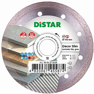 Круг алмазний Distar 1A1R Decor Slim 115 мм суцільний відрізний диск по керамічній плитці для КШМ