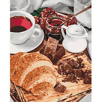 Французький сніданок Картина за номерами Ідейка полотно на підрамнику 40x50 см КНО5573