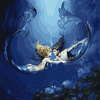 Підводна любов із фарбами металік Картина за номерами Ідейка полотно на підрамнику 50x50 см КНО9526